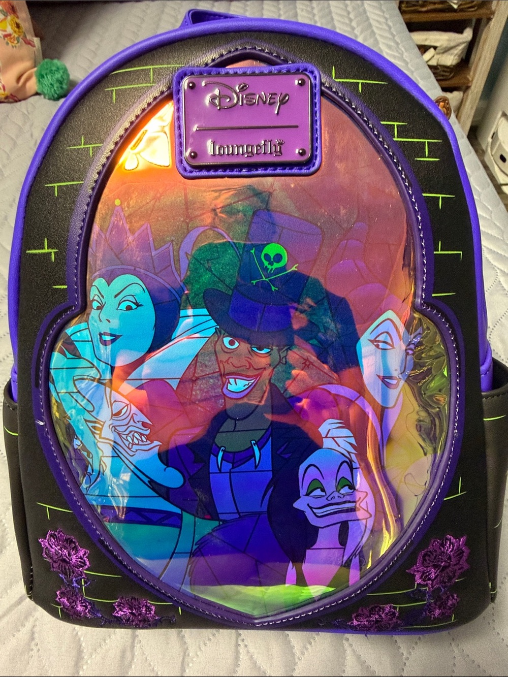 NWT Loungefly Purple Holographic Disney Villains Backpack